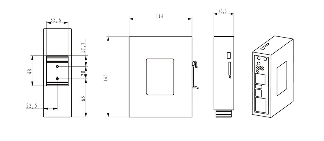 工业网关的结构尺寸图