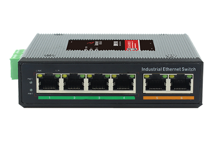 蓝狮BM-IES06工业以太交换机，配置6个10/100M以太网电口。用于工业现场实现多台主板服务器、中继器、集线器、终端机与多台终端机之间的互联。