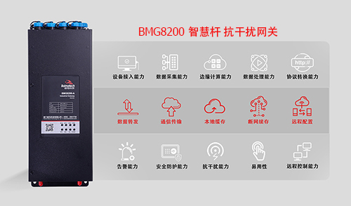 抗干扰网关的主板、接口、芯片选型、防护固件等，都针对抗干扰能力做了专门设计。智慧杆抗干扰网关一般要进行电源端子电压骚扰测试、传导共模骚扰测试和辐射骚扰测试等。