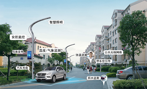 智慧路灯杆拥有功能多样、管理智能、感知精细的优势，可以利用与将老旧小区改造为现代化社区，不仅实现老旧小区的功能完善升级，还体现科技创新与绿色环保。